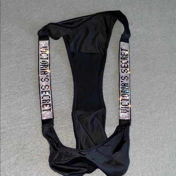Victoria’s Secret Shine Strap Brazilian Panty VS Bling Panties Rare Black NEW - Picture 10 of 10